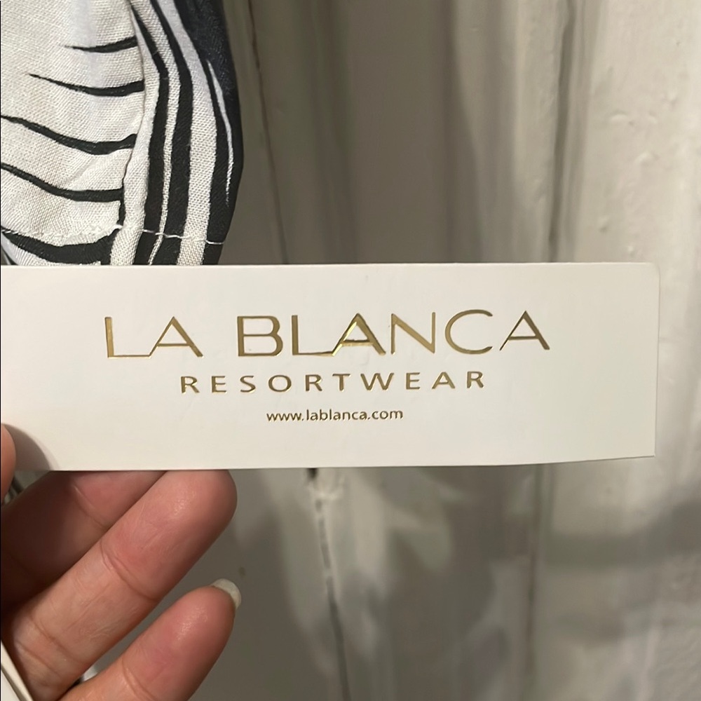 La Blanca Black and White Leaf Print Swim Cover-Up - Picture 8 of 9